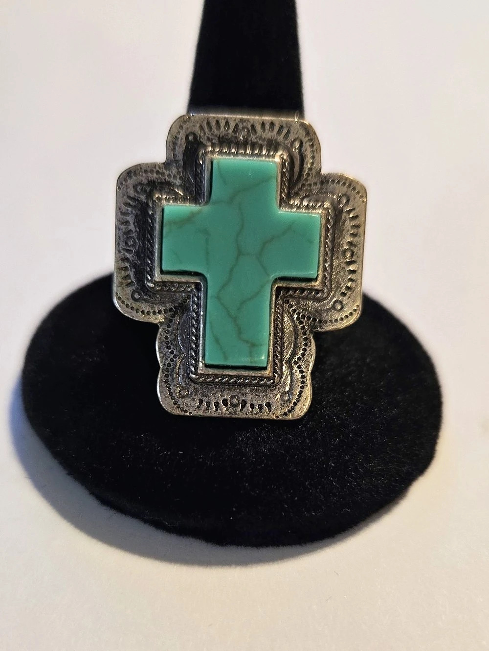 Turquoise Cross Stretchable Statement Ring
